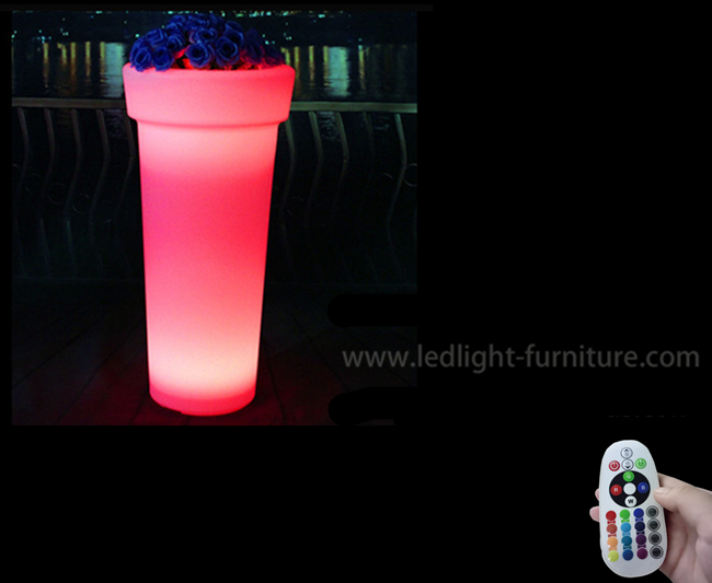 Pots de fleur lumineux par haute ronde légère 16 couleurs rechargeables pour extérieur