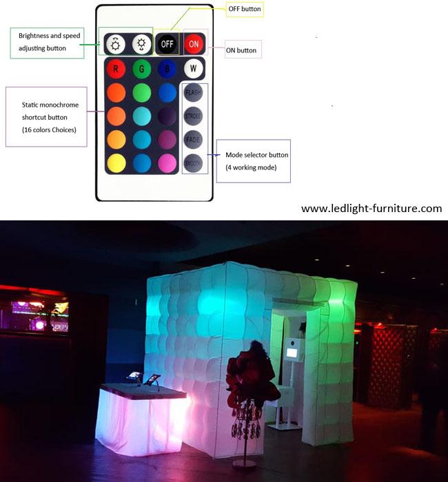 Cabine gonflable blanche de photo de cube d'Oxford LED avec 16 couleurs changeant des lumières