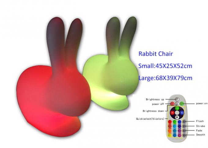 Chaise de lapin de meubles de lueur menée par jeu d'enfants avec la lumière colorée, matière plastique